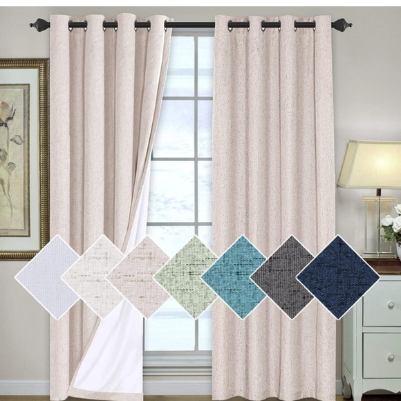 Brand new in package natural linen blackout curtains - Picture 1 of 8